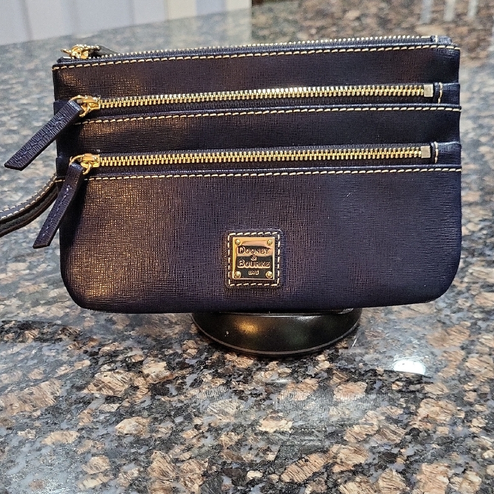 Dooney & Bourke Midnight Blue Triple Zip Pouch